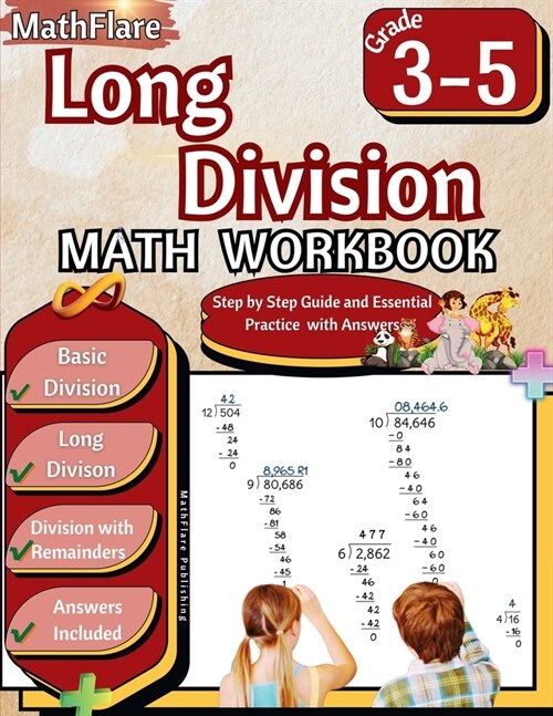 Long Division Math Workbook 3rd to 5th Grade: Division Workbook 3-5, Long Division and Division with Remainders with Answers (Paperback)