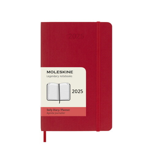 Moleskine 2025 12-Month Daily Pocket Softcover Notebook : Scarlet Red (Paperback)
