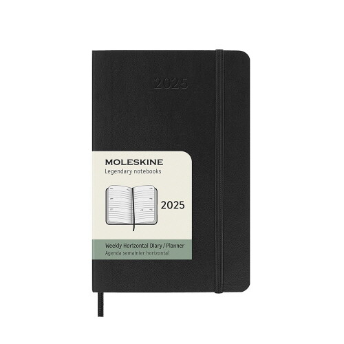 Moleskine 2025 12-Month Weekly Horizontal Pocket Softcover Notebook : Black (Paperback)