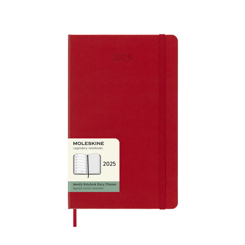 Moleskine 2025 12-Month Weekly Large Hardcover Notebook : Scarlet Red (Paperback)