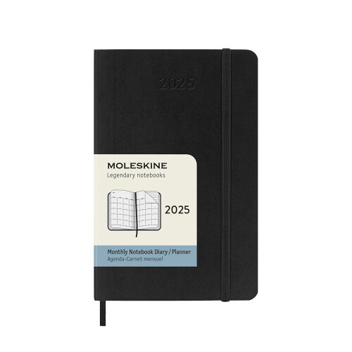 Moleskine 2025 12-Month Monthly Pocket Softcover Notebook : Black (Paperback)
