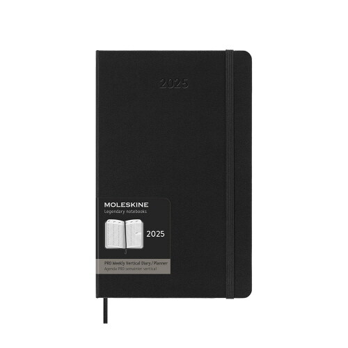 Moleskine 2025 PRO 12-Month Weekly Vertical Large Hardcover Notebook : Black (Paperback)