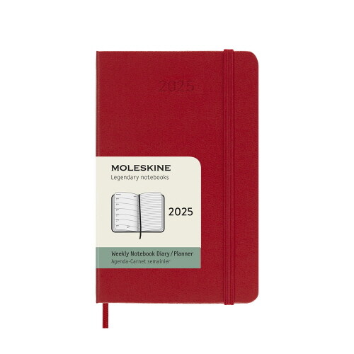 Moleskine 2025 12-Month Weekly Pocket Hardcover Notebook : Scarlet Red (Paperback)