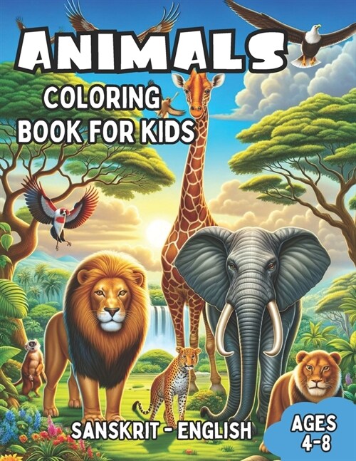 Sanskrit - English Animals Coloring Book for Kids Ages 4-8: Bilingual Coloring Book with English Translations Color and Learn Sanskrit For Beginners G (Paperback)