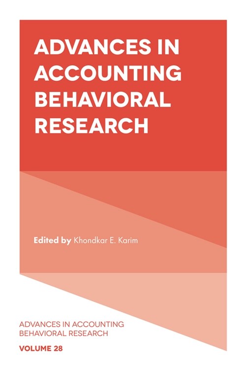 Advances in Accounting Behavioral Research (Hardcover)