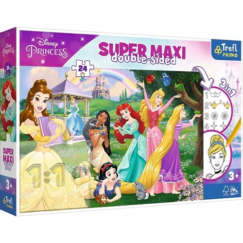 Primo Super Maxi Puzzle 24 Teile und Malvorlage  Disney Princess (Game)