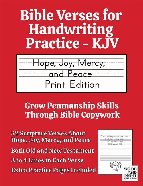 Bible Verses for Handwriting Practice - KJV: Hope, Joy, Mercy and Peace Print Edition (Paperback)