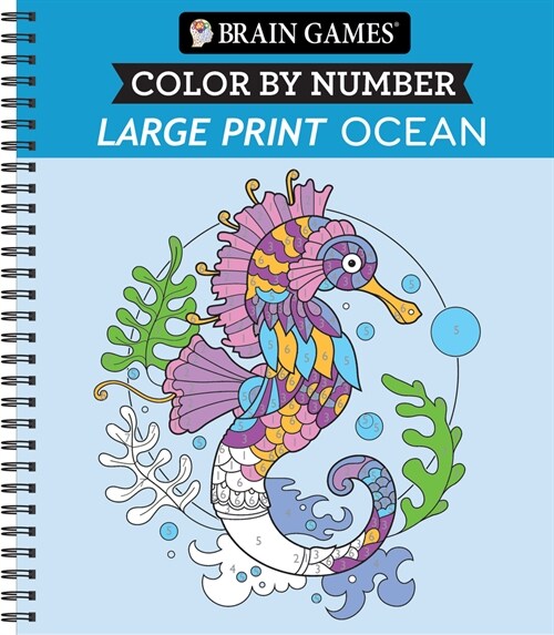 Brain Games - Color by Number - Large Print: Ocean (Spiral)