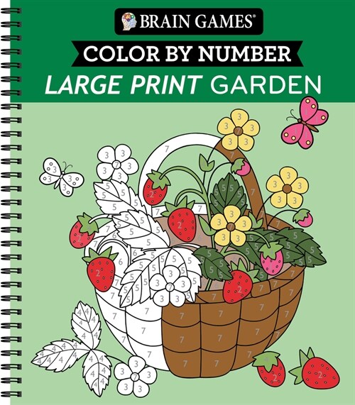 Brain Games - Color by Number - Large Print: Garden (Spiral)