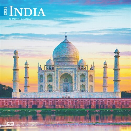 India 2025 12 X 24 Inch Monthly Square Wall Calendar Plastic-Free Browntrout Scenic Travel Asia New Delhi Hindi (Wall)