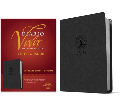 Biblia de Estudio del Diario Vivir Rvr60, Letra Grande (Sentipiel, Carb?, Letra Roja) (Imitation Leather)