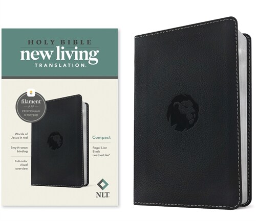 NLT Compact Bible, Filament-Enabled Edition (Leatherlike, Regal Lion Black, Red Letter) (Imitation Leather)