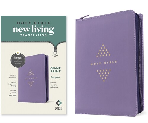 NLT Compact Giant Print Zipper Bible, Filament-Enabled Edition (Leatherlike, Diamond Lavender, Red Letter) (Imitation Leather)