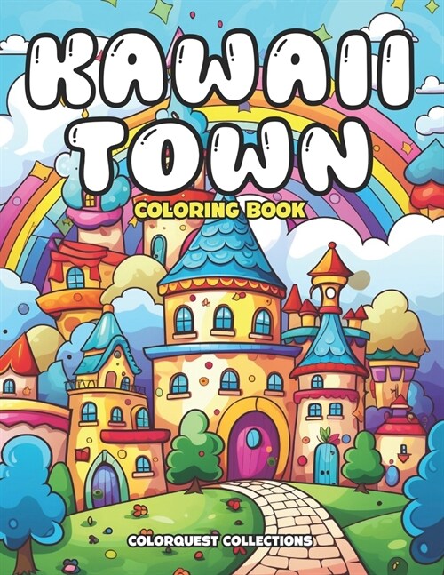 Kawaii Town Coloring Book: Cute and Relaxing Kawaii Village Coloring Pages for All Ages (Paperback)