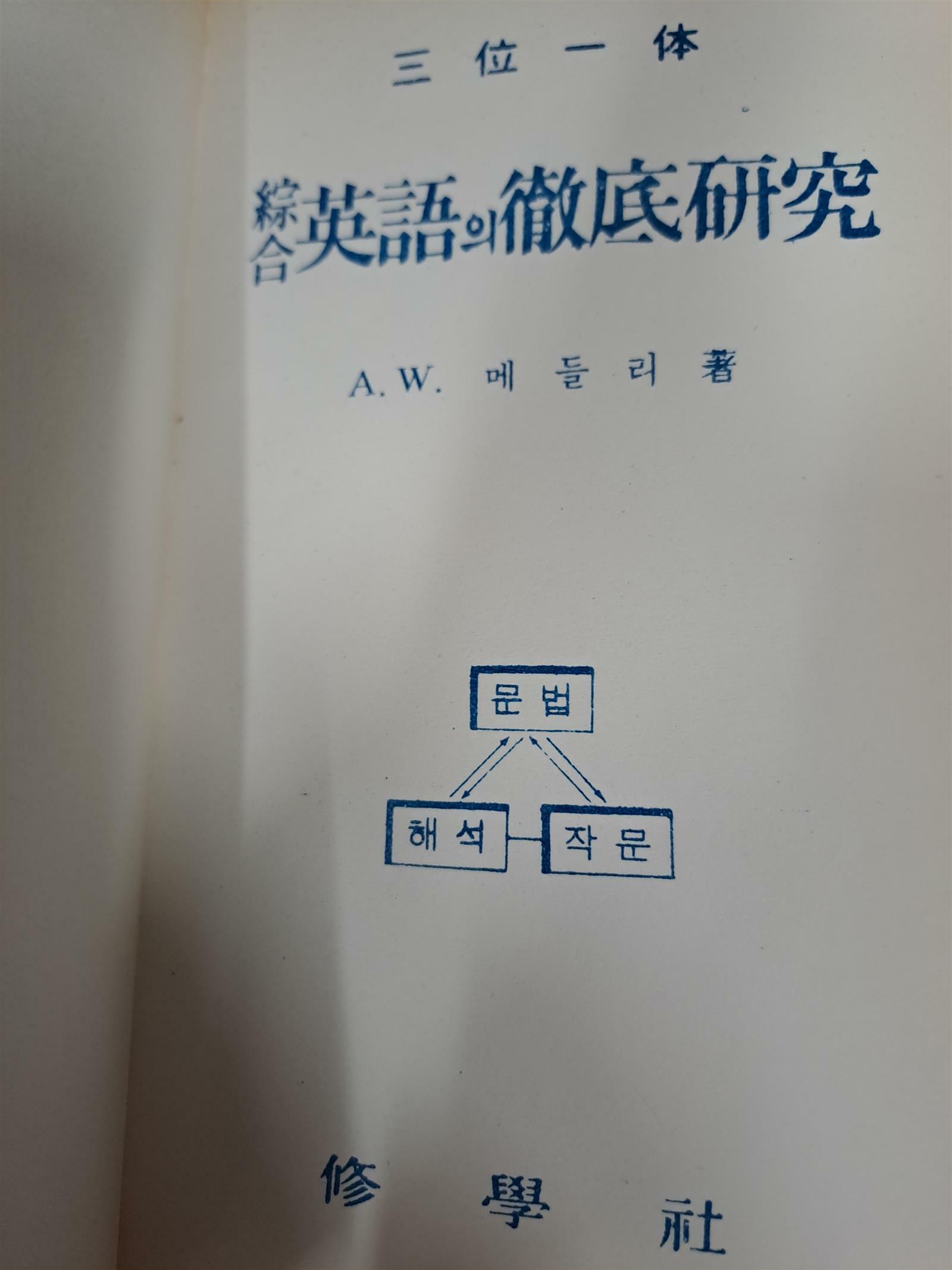 [중고] 삼위일체 종합영어의 철저연구(개정판)/1974,2,25발행