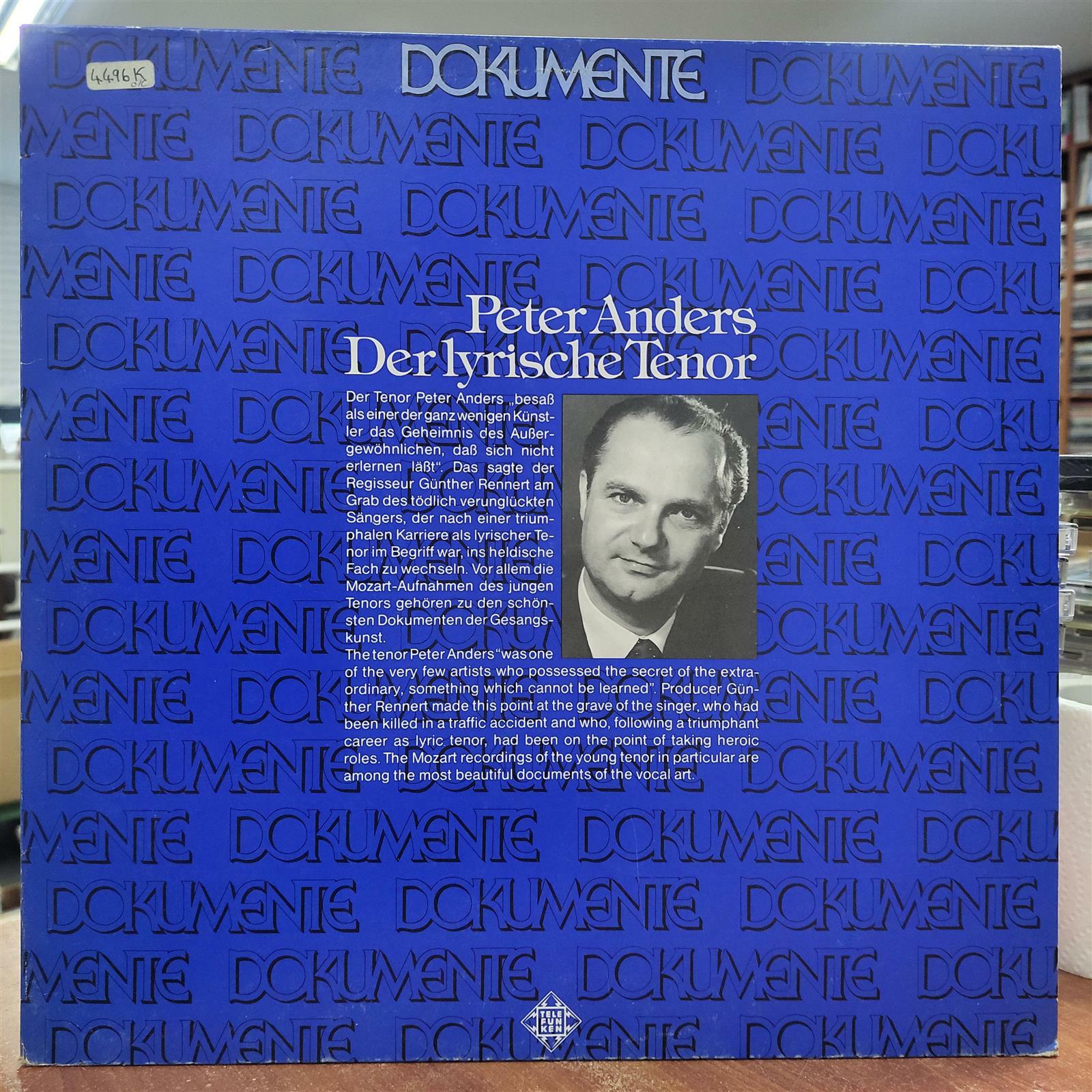 [중고] [수입LP] DOKUMENTE : Peter Anders Der lyrische Tenor ...*음반MINT