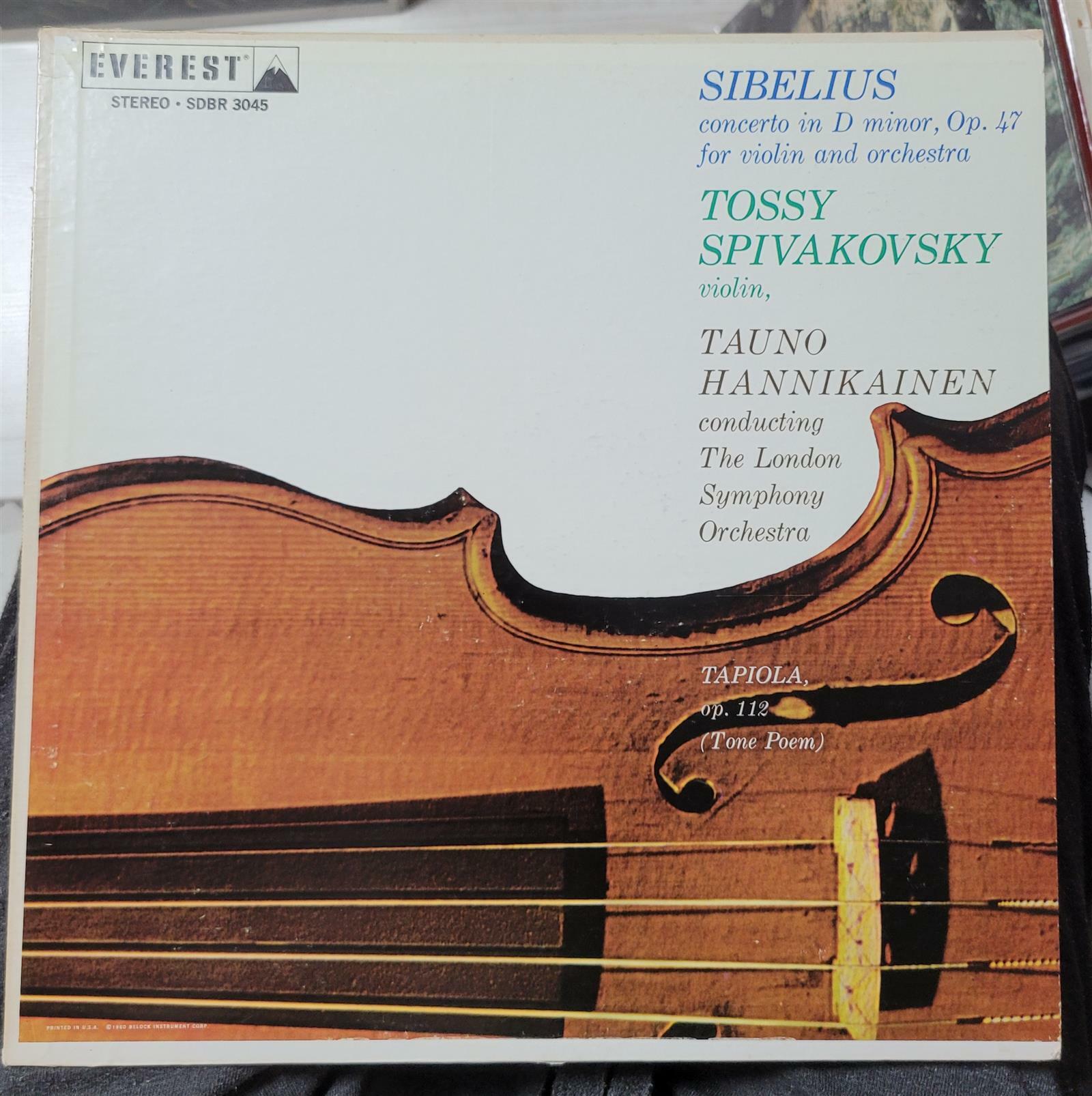 [중고] [수입][LP] Spivakovsky / Hannikainen - 시벨리우스 : 바이올린 협주곡, 타피올라  (미국)