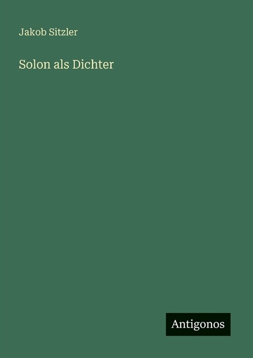 Solon als Dichter (Paperback)