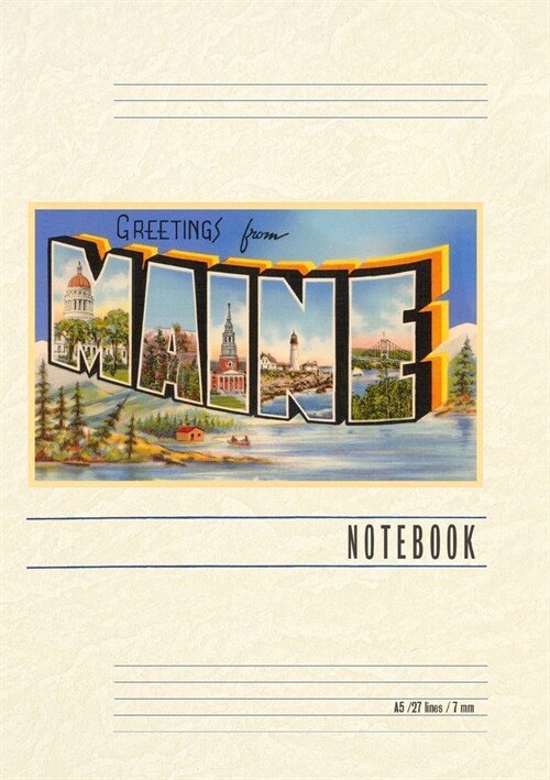 Vintage Lined Notebook Greetings from Maine (Paperback)