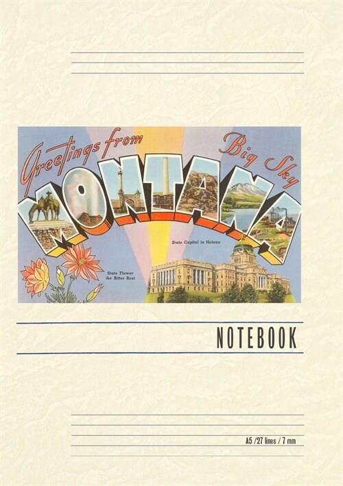 Vintage Lined Notebook Greetings from Montana (Paperback)