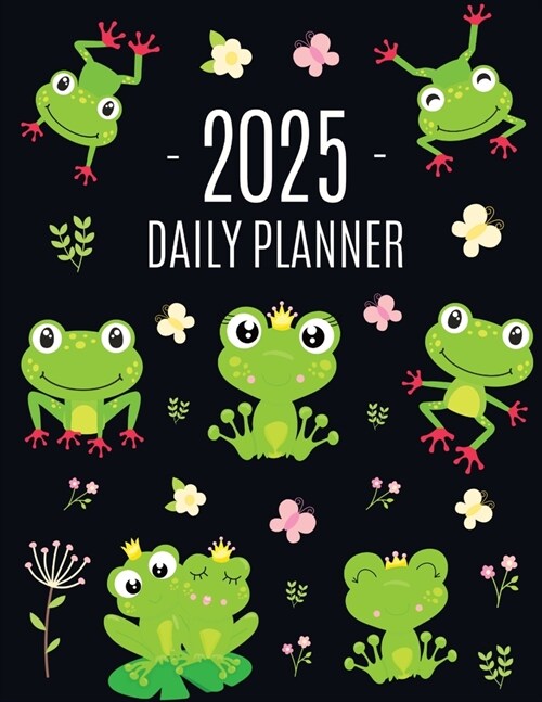 Frog Planner 2025: Funny Amphibian Monthly Agenda January-December Organizer (12 Months) Cute Green Water Animal Scheduler (Paperback)