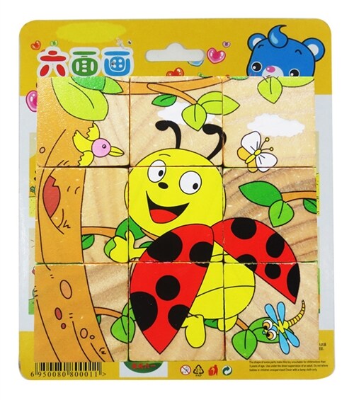 지능업 육면퍼즐 : 곤충 (원목큐브 9조각)