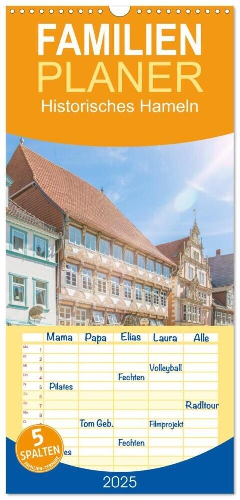 Familienplaner 2025 - Historisches Hameln mit 5 Spalten (Wandkalender, 21 x 45 cm) CALVENDO (Calendar)