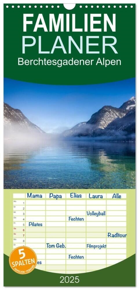 Familienplaner 2025 - Berchtesgadener Alpen - Land von Watzmann und Konigssee mit 5 Spalten (Wandkalender, 21 x 45 cm) CALVENDO (Calendar)