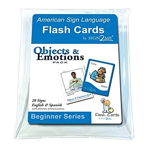 American Sign Language for Beginners - Flashcards: Object & Emotions Pack in Vinyl Pouch (Incl. ASL + English + Spanish) by Sign2Me Early Learning ... (Cards, English/Spanish ASL Laminated Flashcards)