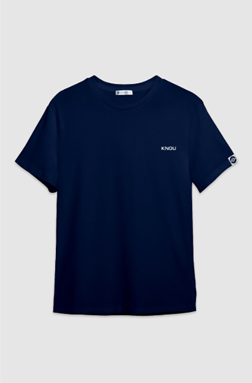 KNOU 라운드 반팔 티셔츠 Navy (SIZE: M)