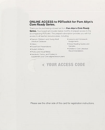 Pam Allyns Core Ready Series Pdtoolkit Access Card (Pass Code)