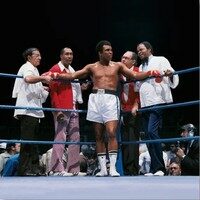 Neil Leifer. Homage to Ali. 'Ali vs. Lyle, The Champ's Corner, 1975'