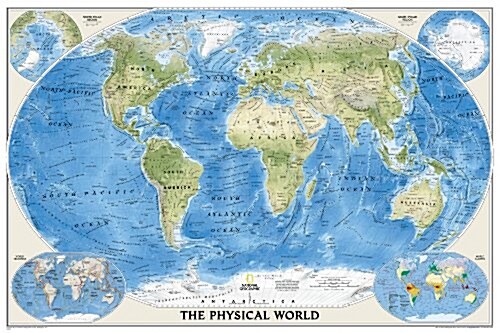 National Geographic: World Physical Wall Map - Laminated (Poster Size: 36 X 24 Inches) (Not Folded, 2011)