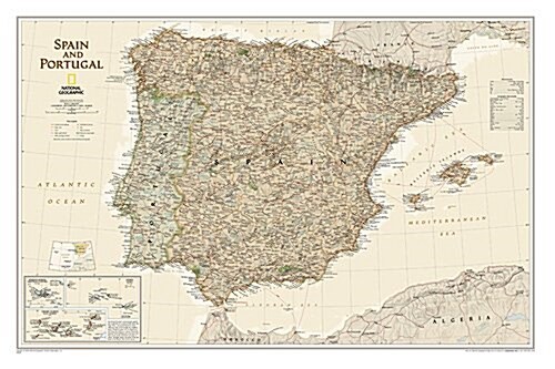 National Geographic: Spain and Portugal Executive Wall Map - Laminated (33 X 22 Inches) (Not Folded, 2009)