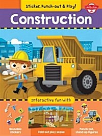 Construction: Interactive Fun with Fold-Out Play Scene, Reusable Stickers, and Punch-Out, Stand-Up Figures! (Paperback)