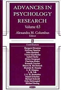 Advances in Psychology Research, Volume 63 (Hardcover)