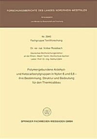 Polymergebundene Aldehyd- Und Ketocarbonylgruppen in Nylon 6 Und 6, 6 -- Ihre Bestimmung, Struktur Und Bedeutung Fur Den Thermoabbau (Paperback, 1979 ed.)