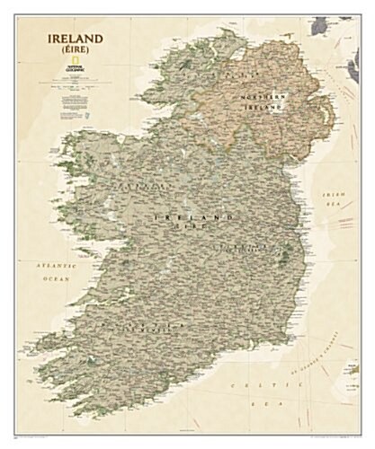 National Geographic: Ireland Executive Wall Map - Laminated (30 X 36 Inches) (Not Folded, 2017)