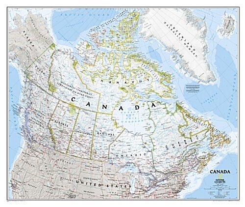 National Geographic Canada Wall Map - Classic - Laminated (38 X 32 In) (Not Folded, 2018)