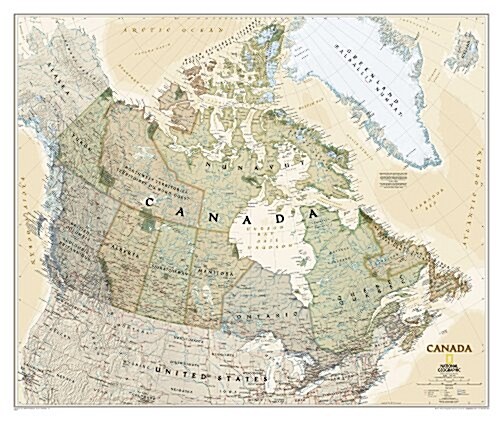 National Geographic Canada Wall Map - Executive - Laminated (38 X 32 In) (Not Folded, 2019)
