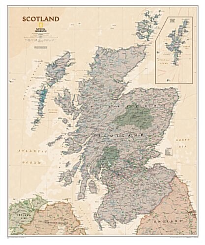 National Geographic: Scotland Executive Wall Map - Laminated (30 X 36 Inches) (Not Folded, 2016)