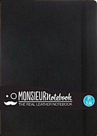 Monsieur Notebook - Real Leather A4 Black Plain (Leather Binding)