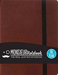 Monsieur Notebook Leather Journal - Brown Plain Small A6 (Leather Binding)