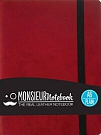 Monsieur Notebook Leather Journal - Red Plain Small A6 (Leather Binding)