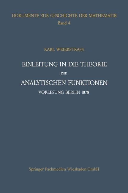 Einleitung in Die Theorie Der Analytischen Funktionen (Paperback, Softcover Repri)