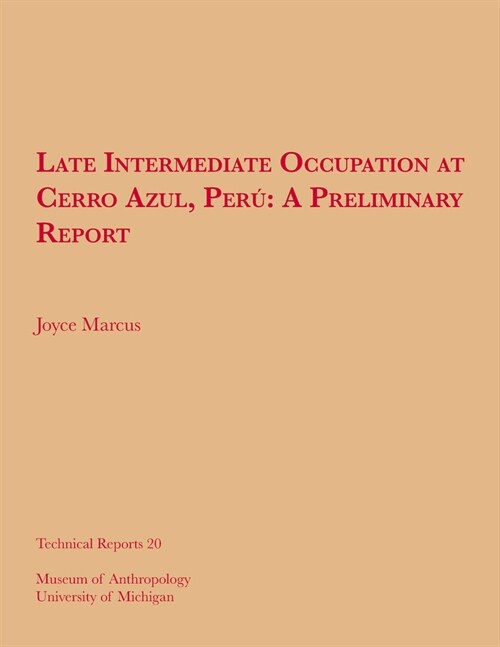 Late Intermediate Occupation at Cerro Azul, Per? a Preliminary Report: Volume 20 (Paperback)