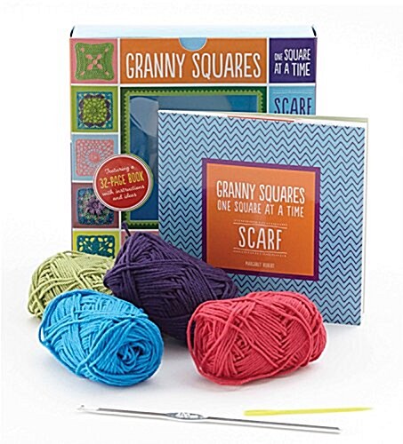 Granny Squares, One Square at a Time / Scarf Kit: Includes Hook and Yarn for Making a Granny Square Scarf - Featuring a 32-Page Book with Instructions (Spiral)