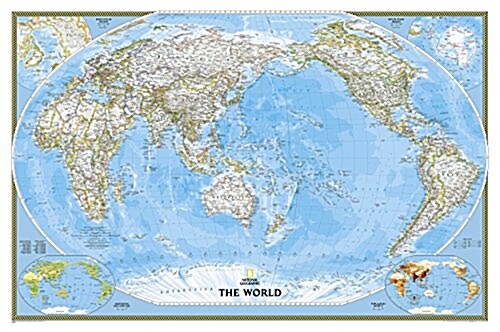 National Geographic World, Pacific Centered Wall Map - Classic - Laminated (46 X 30.5 In) (Not Folded, 2021)