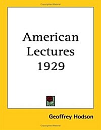 American Lectures 1929 (Paperback)