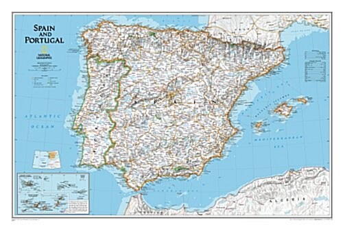 National Geographic Spain and Portugal Wall Map - Classic (33 X 22 In) (Not Folded, 2019)